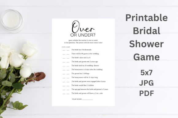 Download Over or Under Bridal Shower Game - Bridal shower Collection