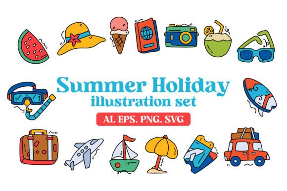 Download Summer Holiday Illustration Icon Set - Set Collection