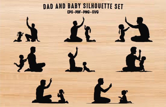 Download Dad with Baby Silhouette Vector PNG Set - Set Collection