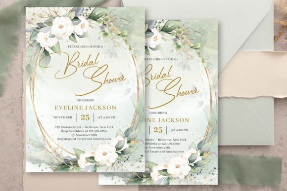 Download Eucalyptus Gold Bridal Shower Invitation - Bridal shower Collection