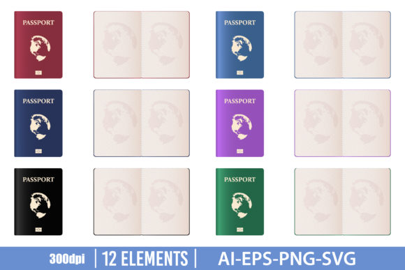 Download Realistic Passport Clipart Set - Set Collection