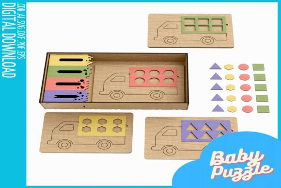 Download Educational Wooden Puzzle Set Truck Box - Set Collection
