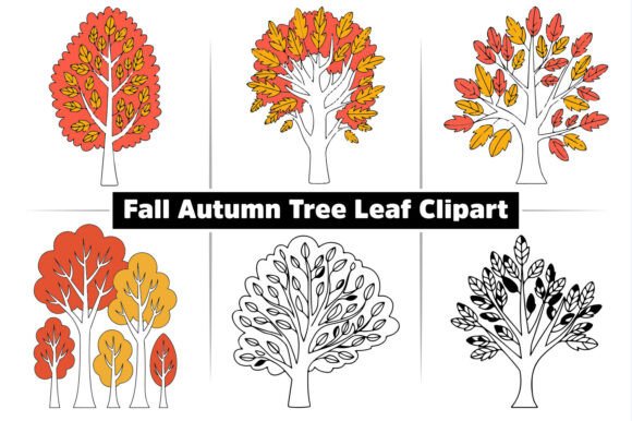 Download Fall Autumn Tree Leaf Clipart Design Set - Set Collection