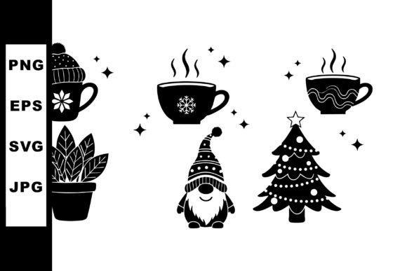 Download Winter Holiday Vector Set with Hot Drink - Set Collection