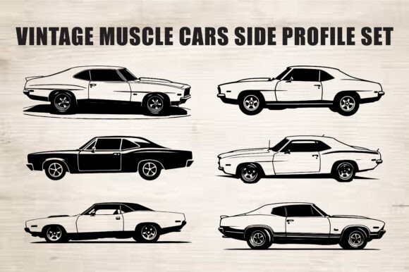 Download Classic Muscle Car Silhouette Set - Set Collection