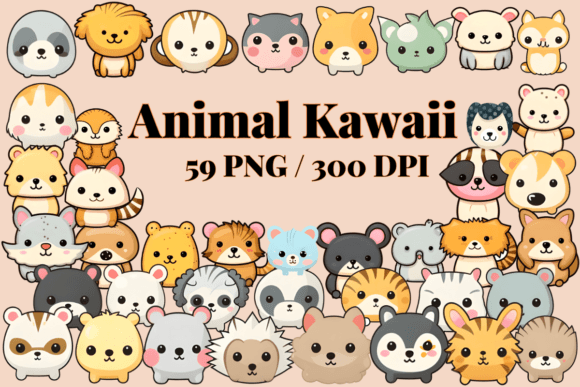 Download Animal Kawaii Clipart Cute PNG Set 59 - Set Collection