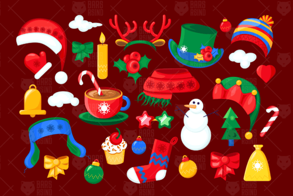 Download Winter Christmas Icons Cartoon Set - Set Collection