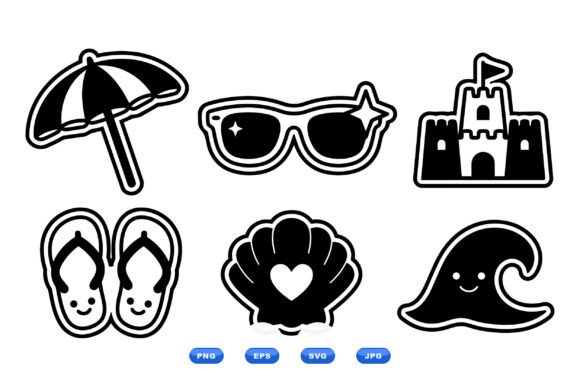 Download Summer Beach Sticker SVG Set - Set Collection