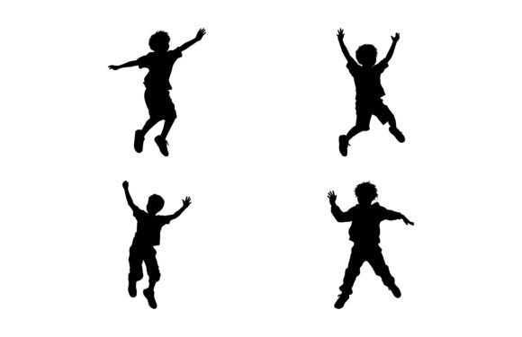 Download Kids Jumping Silhouette Set - Set Collection