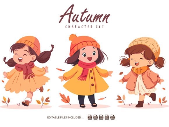 Download Autumn Cartoon Children Set Illustration - Set Collection