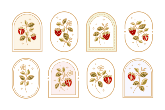 Download Vintage Strawberry Plant Element Set - Set Collection