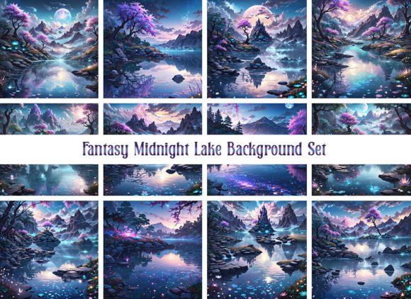 Download Fantasy Midnight Lake Background Set - Set Collection
