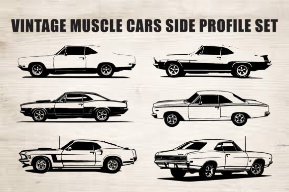 Download Classic Muscle Car Silhouette Set - Set Collection