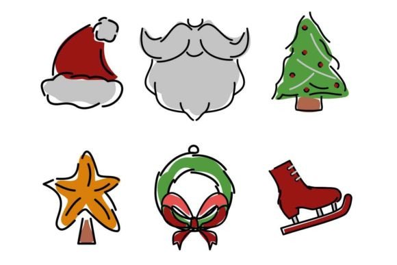 Download Set of Merry Christmas Icons - Set Collection