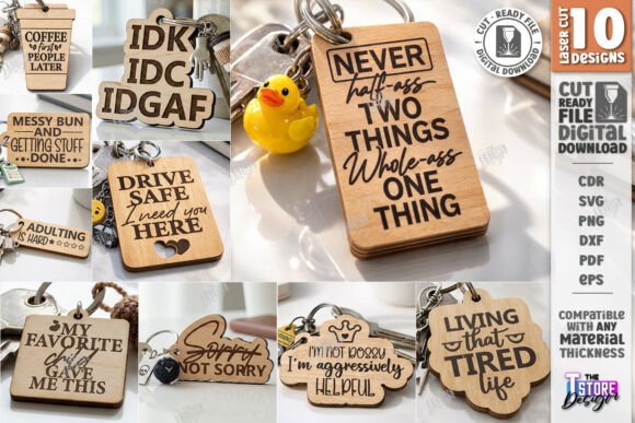 Download Sarcastic Quotes Keychain Laser Cut Set - Set Collection