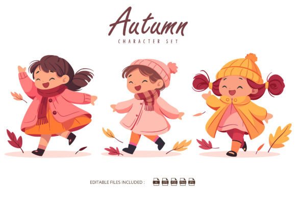 Download Autumn Cartoon Children Set - Set Collection