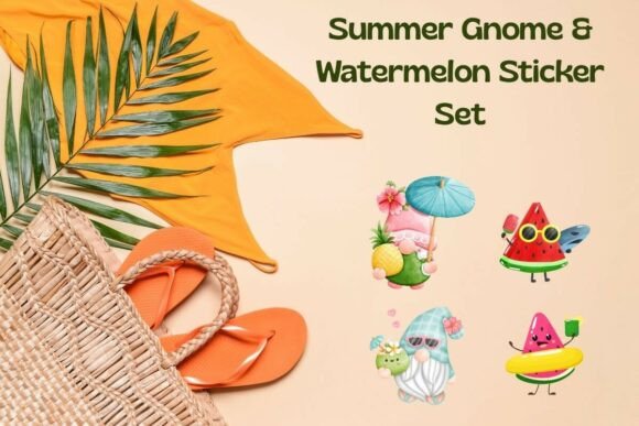 Download Summer Gnome &amp; Watermelon Sticker Set - Set Collection