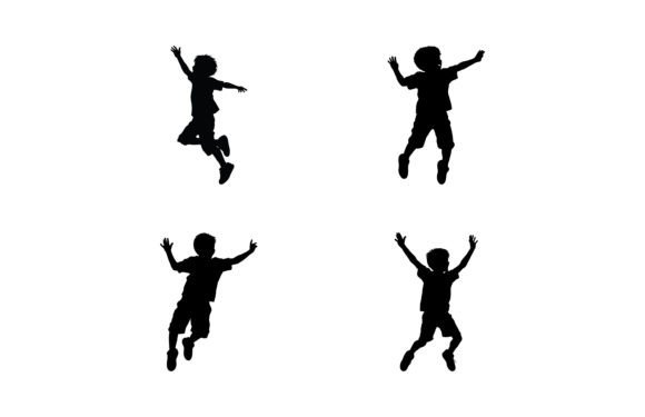 Download Kids Jumping Silhouette Set - Set Collection
