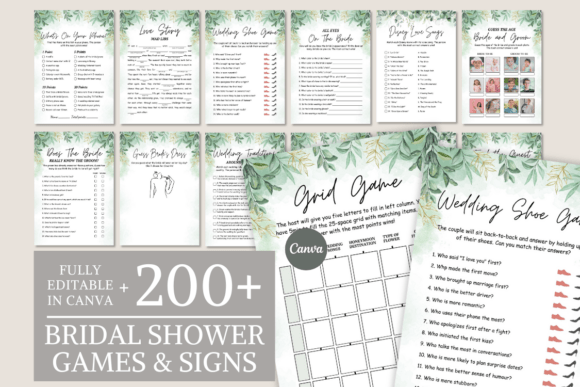 Download Greenery Bridal Shower Games Template - Bridal shower Collection