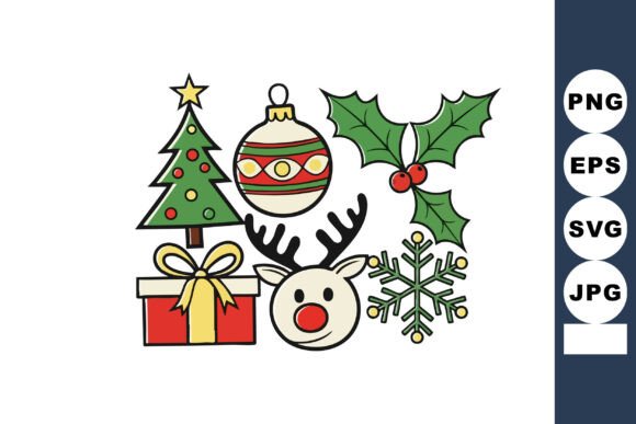 Download Christmas Holiday Vector Set with Tree, - Set Collection