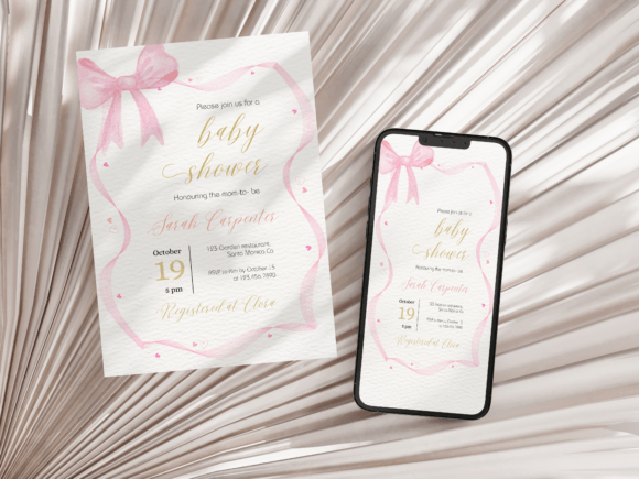 Download Bridal Shower Bow Invitation, Pink Ribbo - Bridal shower Collection
