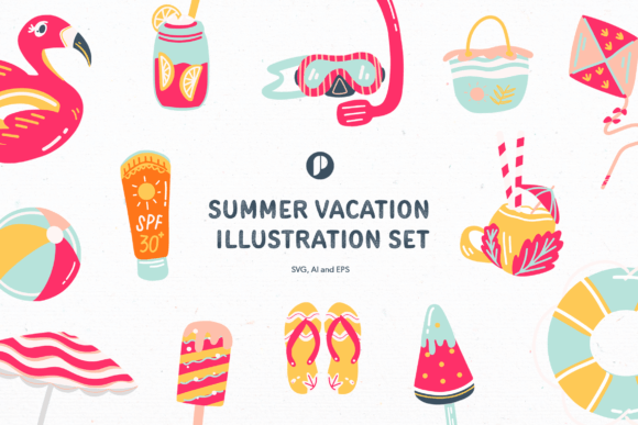 Download Summer Vacation Illustration Set - Set Collection