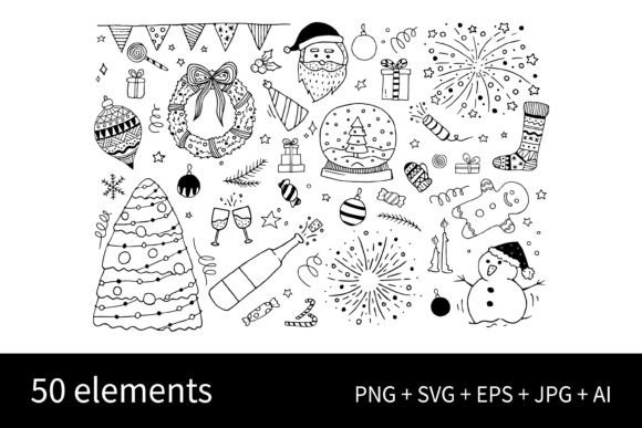 Download Doodle Christmas Design Elements Set - Set Collection