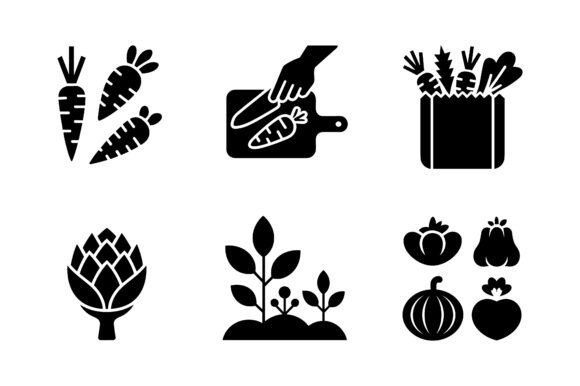 Download Vegetable Garden &amp; Harvest Icon Set EPS - Set Collection