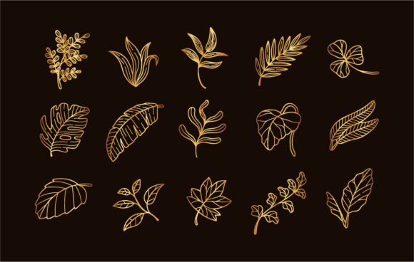 Download Set of Gold Leaf - Set Collection