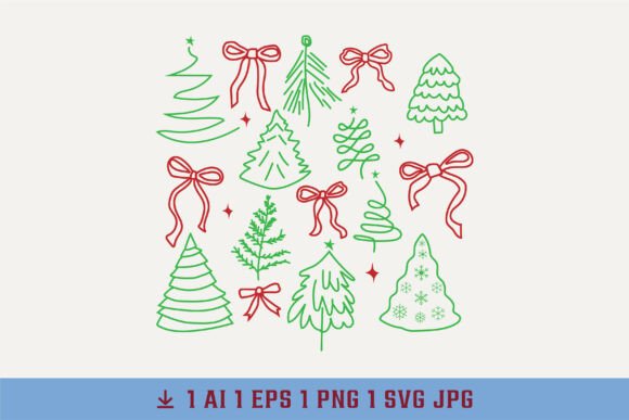 Download Christmas Tree &amp; Bow Clipart Set - Set Collection