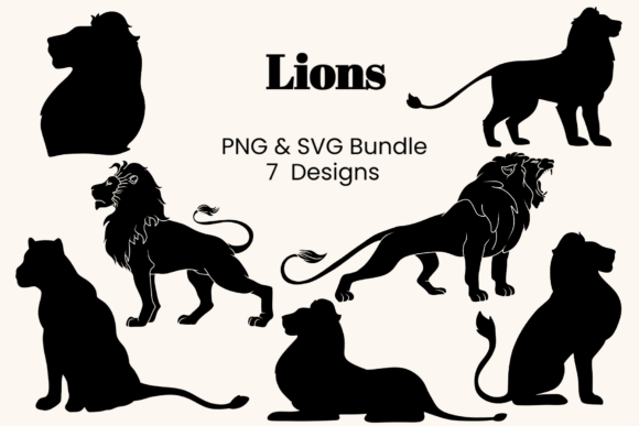 Download Lion Black Silhouettes Set 1 - Set Collection