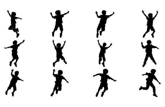 Download Kids Jumping Silhouette, Set Child Jump - Set Collection